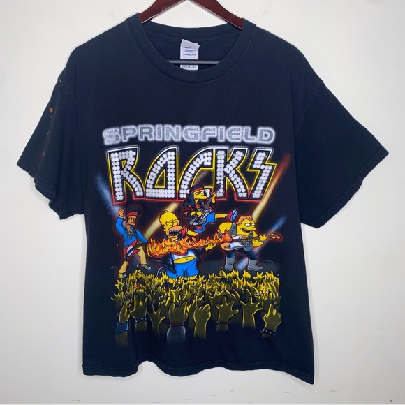 Vintage 2005 The Simpsons XL Springfield Rocks Band Graphic T-Shirt in Black - Picture 1 of 9